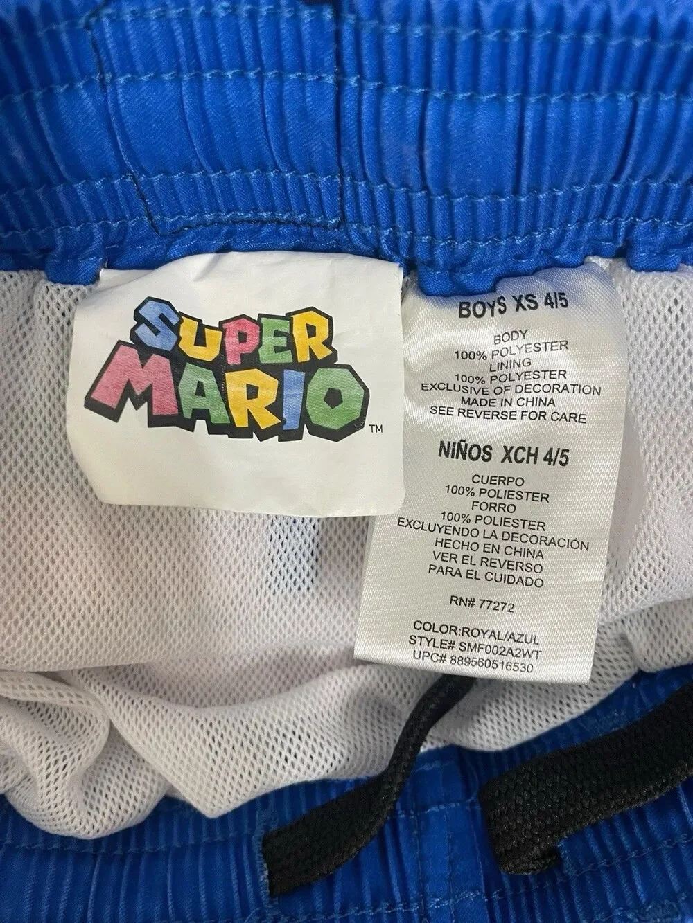 Super Mario Boys Swim Trunks Size 4/5 XS